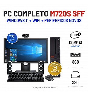CONJUNTO PC LENOVO M720S SFF | i3-8GEN=i7-6700 | 8GB RAM | SSD COM MONITOR + ACESSORIOS