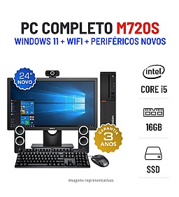CONJUNTO PC LENOVO M720S SFF | i5-8500 | 16GB RAM | 240GB SSD | GT710 COM MONITOR + ACESSORIOS