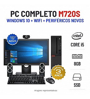 CONJUNTO PC LENOVO M720S SFF i5-8400 8GB RAM 240GB SSD COM MONITOR + ACESSORIOS