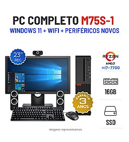 CONJUNTO PC LENOVO M75S-1 SFF | RYZEN 5 PRO = i7-7700 | 16GB RAM | 240GB SSD COM MONITOR + ACESSORIOS