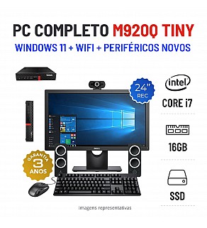 CONJUNTO PC LENOVO M920Q MINI/TINY | i7-9700T | 16GB RAM | 480GB SSD COM MONITOR + ACESSORIOS