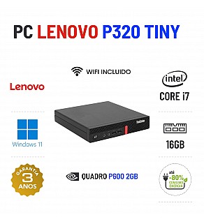LENOVO THINKSTATION P320 TINY| i7-7700T | 16GB RAM | 480GB SSD | QUADRO P600-2GB | OFERTA DE OFFICE 2021 LENOVO THINKSTATION P320 TINY| i7-7700T | 16GB RAM | 480GB SSD | QUADRO P600-2GB | OFERTA DE OFFICE 2021
