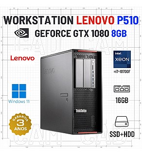 WORKSTATION LENOVO P510 | XEON=i7-10700F | 16GB RAM | SSD + HDD | GTX1080-8GB | OFERTA DE OFFICE 2021