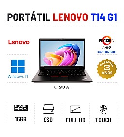 LENOVO THINKPAD T14 G1 | 14" TOUCH FULLHD | RYZEN 7 PRO 4750U=i7-10750H | 16GB RAM | 480GB SSD