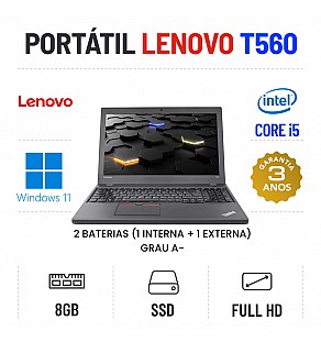 LENOVO THINKPAD T560 15.6" FULLHD i5-6300U 8GB RAM 240GB SSD 2 Baterias ( 1 interna + 1 externa )