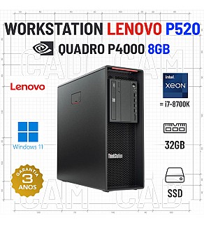 LENOVO THINKSTATION P520 | XEON W-2135=I7-8700K | 32GB RAM | 512GB SSD | QUADRO P4000M 8GB