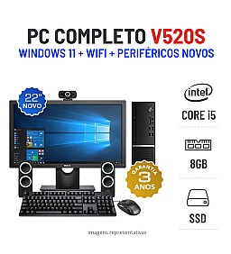 CONJUNTO PC LENOVO V520S SFF | i5-7500 | 8GB RAM | 240GB SSD COM MONITOR + ACESSORIOS