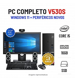 CONJUNTO PC LENOVO V530s SFF | i5-8400 | 16GB RAM | 240GB SSD COM MONITOR + ACESSORIOS