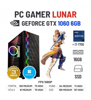 PC GAMER LUNAR | GTX1060-6GB | XEON=I7-7700 | 16GB RAM | 240GB SSD