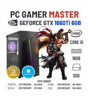 PC GAMER MASTER NOVO | GTX1660Ti-6GB | I5-10400F | 16GB RAM | 480GB SSD