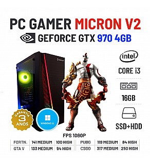 PC GAMER NOVO MICRON V2 GTX970-4GB i3-10105F 16GB RAM SSD+HDD
