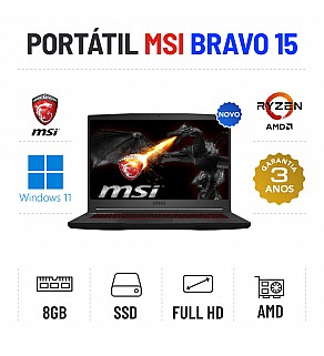 MSI BRAVO 15 B5DD-009XPT 15.6'' FULLHD RYZEN 5 5600H 8GB RAM 512GB SSD RX5500M 4GB GDDR6