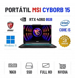 MSI CYBORG 15 A12VF | 15.6'' FULLHD 144HZ | i5-12450H | 16GB RAM | 960GB SSD | RTX4060 8GB