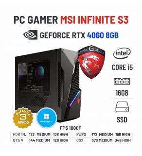 PC GAMER NOVO MSI INFINITE S3 | RTX4060-8GB | I5-14400F | 16GB RAM | 960GB SSD