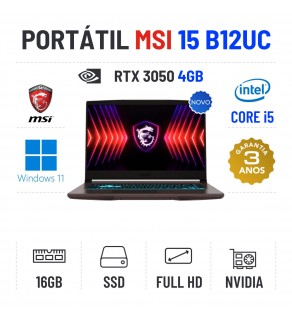 MSI THIN B12UC | 15.6'' FULLHD | i5-12450H | 16GB RAM | 480GB SSD | RTX 3050 4GB 