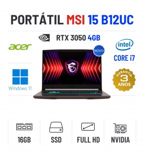 MSI THIN B12UC | 15.6'' FULLHD | i7-12650H | 16GB RAM | 980GB SSD | RTX 3050 4GB 