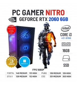 PC GAMER NITRO NOVO | RTX2060-6GB | I3-12GEN=I7-9700 | 16GB RAM | 240GB SSD