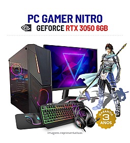 CONJUNTO GAMER NITRO | RTX3050-6GB | I5-10400F | 16GB RAM | 480GB SSD COM MONITOR + ACESSORIOS