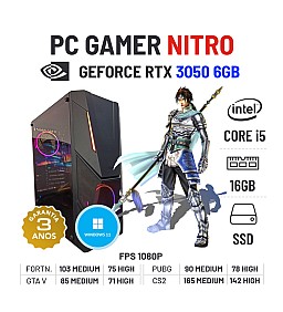 PC GAMER NITRO | RTX3050-6GB | I5-10400F | 16GB RAM | 480GB SSD