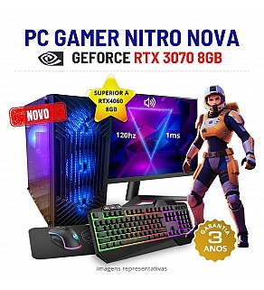 CONJUNTO GAMER NITRO NOVA | RTX3070-8GB SUPERIOR RTX4060-8GB | RYZEN 5 = i7-10700F | 32GB RAM | 960GB SSD COM MONITOR + ACESSORIOS