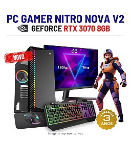 CONJUNTO GAMER NITRO NOVA V2 | RTX3070-8GB | RYZEN 5 = i7-10700K | 32GB RAM | 960GB SSD COM MONITOR + ACESSORIOS