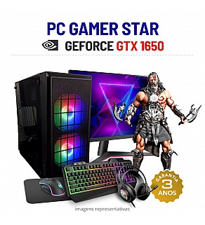 CONJUNTO GAMER STAR GTX1650 i5-6500 8GB RAM SSD+HDD COM MONITOR + ACESSORIOS