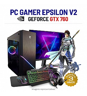 CONJUNTO GAMER EPSILON V2 GTX760 i5-4590 8GB RAM SSD+HDD COM MONITOR + ACESSORIOS