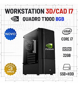 WORKSTATION 3D/CAD NOVO QUADRO T1000-8GB i7-8700 32GB RAM SSD+HDD