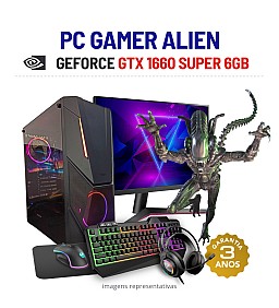 CONJUNTO GAMER ALIEN | GTX1660 SUPER-6GB | i7-4790s | 16GB RAM | 480GB SSD COM MONITOR + ACESSORIOS
