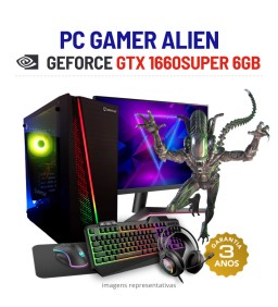 CONJUNTO GAMER ALIEN | GTX1660SUPER-6GB | i7-7700 | 16GB RAM | 480GB SSD COM MONITOR + ACESSORIOS
