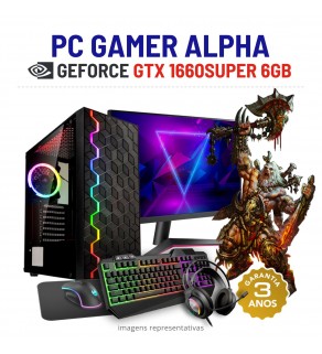 CONJUNTO GAMER ALPHA | GTX1660SUPER-6GB | I3-10GEN=I7-7700 | 16GB RAM | 240GB SSD COM MONITOR + ACESSORIOS