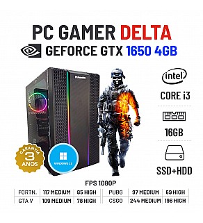 PC GAMER DELTA NOVO GTX1650-4GB i3-10105F 16GB RAM SSD+HDD