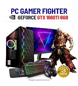 CONJUNTO GAMER FIGHTER | GTX1660TI-6GB | I5-10400F | 32GB RAM | SSD+HDD COM MONITOR + ACESSORIOS