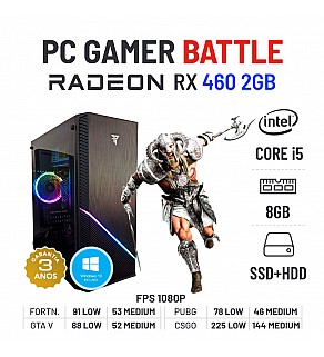 PC GAMER BATTLE RX460-2GB i5-4570 8GB RAM SSD+HDD