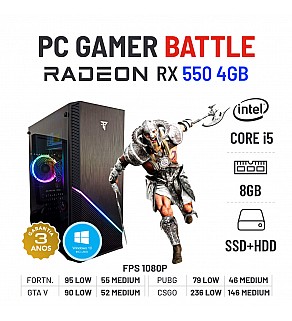 PC GAMER BATTLE RX550-4GB i5-4590 8GB RAM SSD+HDD