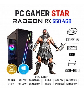 PC GAMER STAR RX550-4GB i5-6500 8GB RAM SSD+HDD