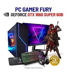 CONJUNTO GAMER FURY NOVO GTX1660 SUPER-6GB i7-8700K 16GB RAM SSD+HDD COM MONITOR + ACESSORIOS