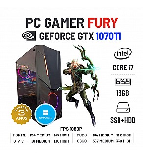 PC GAMER FURY NOVO GTX1070TI i7-8700 16GB RAM SSD+HDD