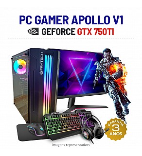 CONJUNTO GAMER APOLLO V1 NOVO GTX750TI i5-4460 8GB RAM SSD+HDD COM MONITOR + ACESSORIOS