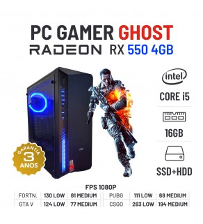 PC GAMER GHOST NOVO RX550-4GB i5-9400F 16GB RAM SSD+HDD
