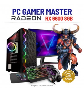 CONJUNTO GAMER MASTER | RX6600-8GB | RYZEN=I7-10700F | 16GB RAM | 480GB SSD COM MONITOR + ACESSORIOS