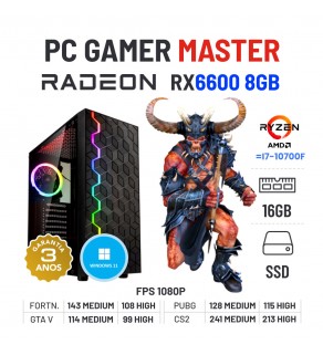PC GAMER MASTER | RX6600-8GB | RYZEN=I7-10700F | 16GB RAM | 480GB SSD
