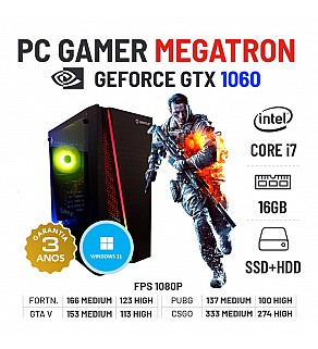 PC GAMER MEGATRON NOVO GTX1060 i7-8700 16GB RAM SSD+HDD