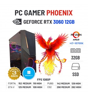 PC GAMER PHOENIX NOVO | RTX3060-12GB | RYZEN=i7-10700K | 32GB RAM | 960GB SSD