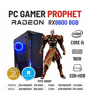 PC GAMER PROPHET NOVO RX6600-8GB i5-10400F 16GB RAM SSD+HDD