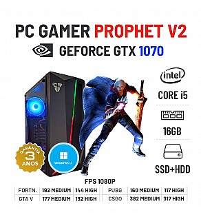 PC GAMER PROPHET V2 NOVO GTX1070 i5-10400F 16GB RAM SSD+HDD