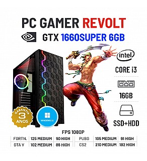 PC GAMER REVOLT | GTX1660SUPER-6GB | I3-10100F | 16GB RAM | SSD+HDD