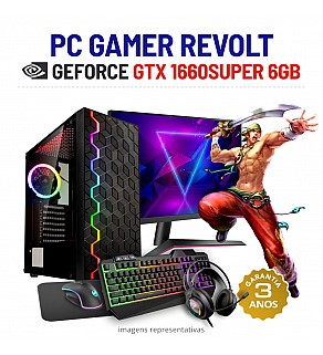 CONJUNTO GAMER REVOLT | GTX1660SUPER-6GB | I3-10100F | 16GB RAM | SSD+HDD COM MONITOR + ACESSORIOS