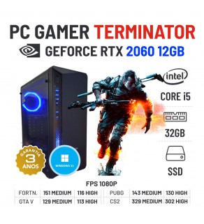 PC GAMER TERMINATOR | RTX2060-12GB | i5-12400F | 32GB RAM | 480GB SSD