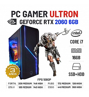PC GAMER ULTRON NOVO RTX2060-6GB I7-10700F 16GB RAM SSD+HDD